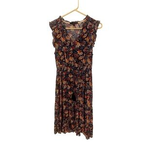 Sangria Dress BoHo Flutter Slvls. Trim Tassel Waist Midi Enchanted Whimsical S